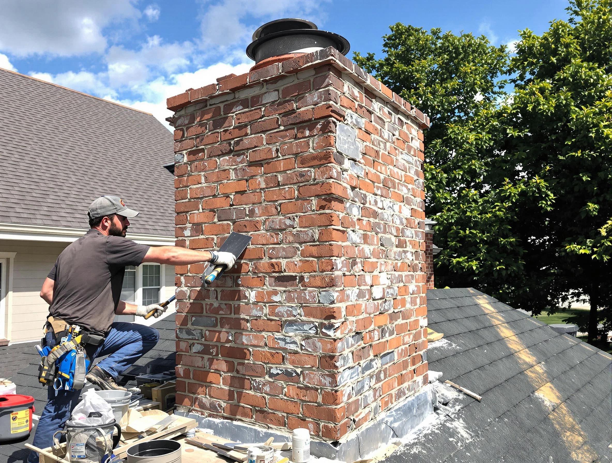 Completed chimney rebuild by Williamsburg Chimney Sweep in Williamsburg, VA