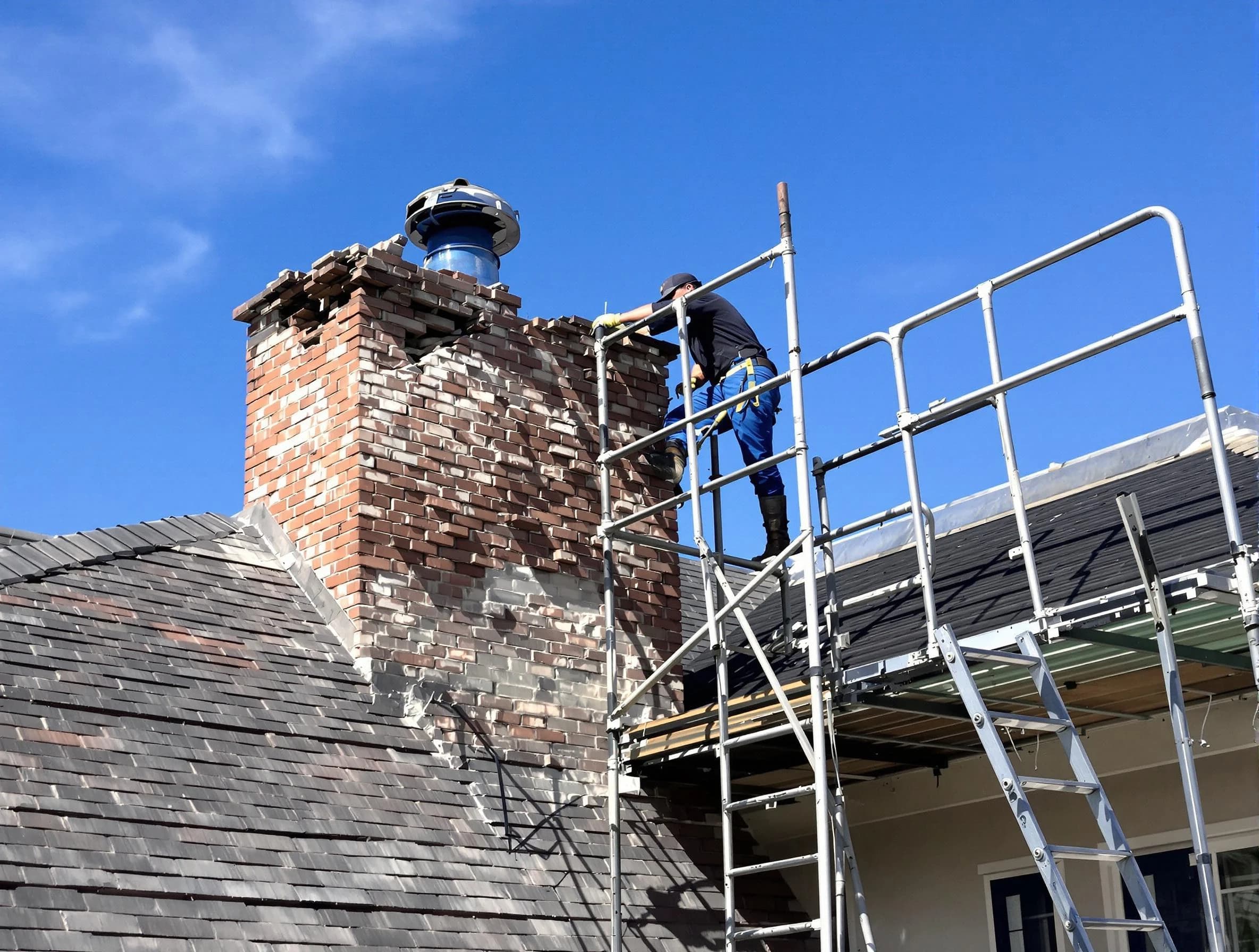 Rebuilding a chimney structure by Williamsburg Chimney Sweep in Williamsburg, VA