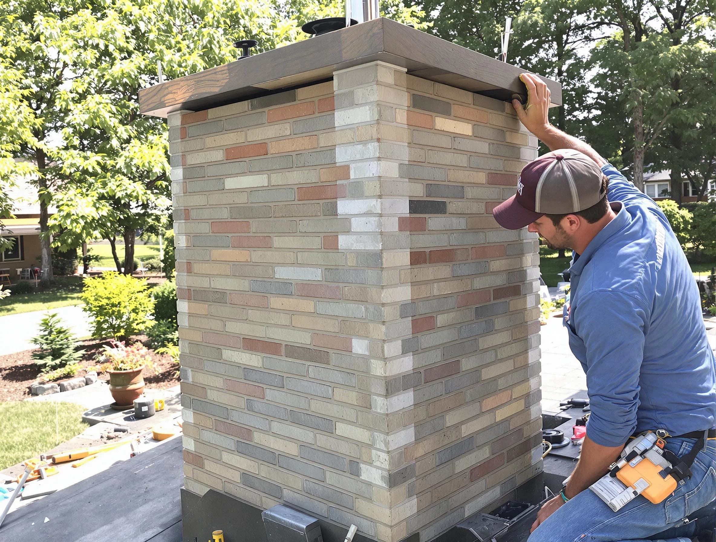 Williamsburg Chimney Sweep completing a modern chimney remodel in Williamsburg, VA