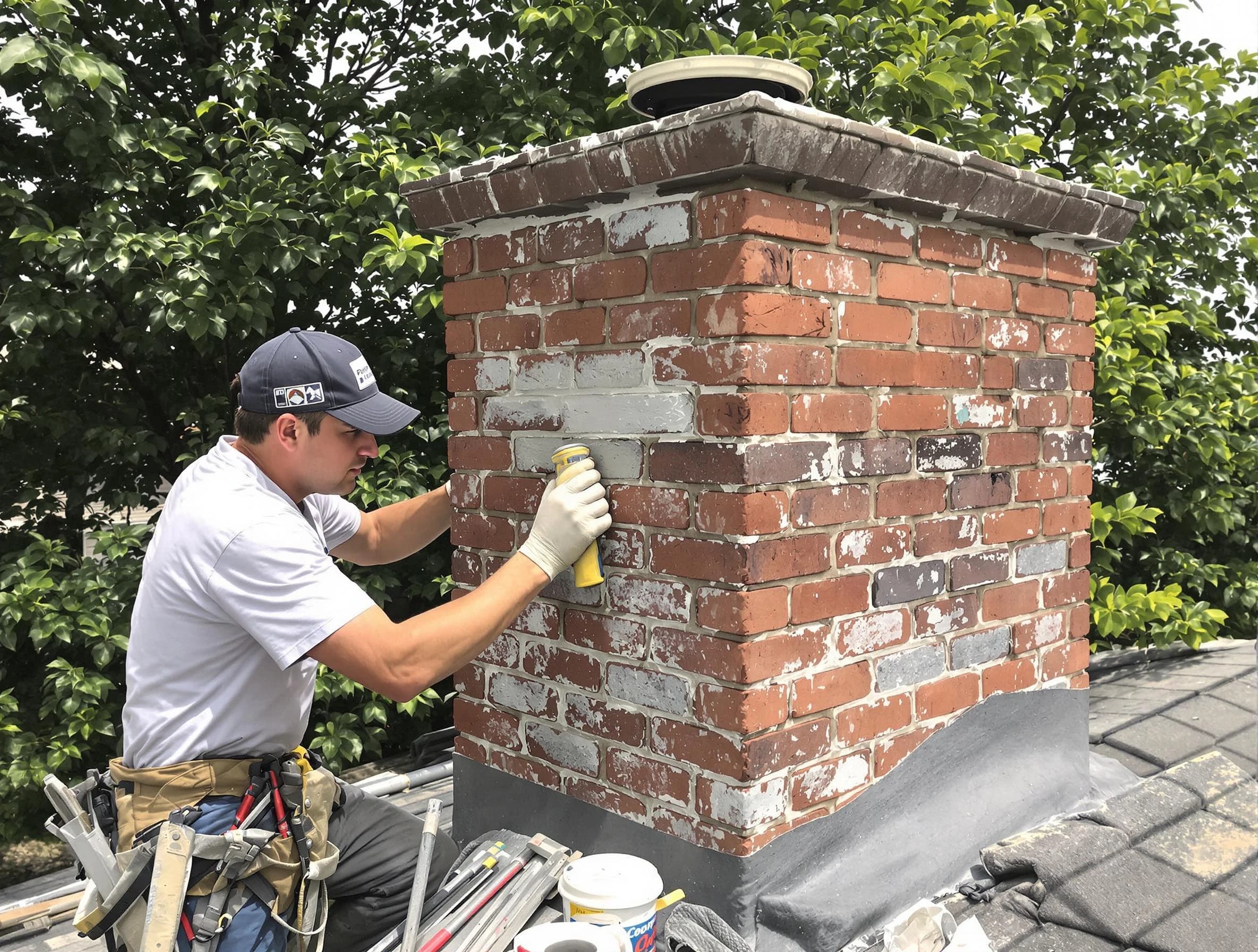 Williamsburg Chimney Sweep restoring an aging chimney in Williamsburg, VA