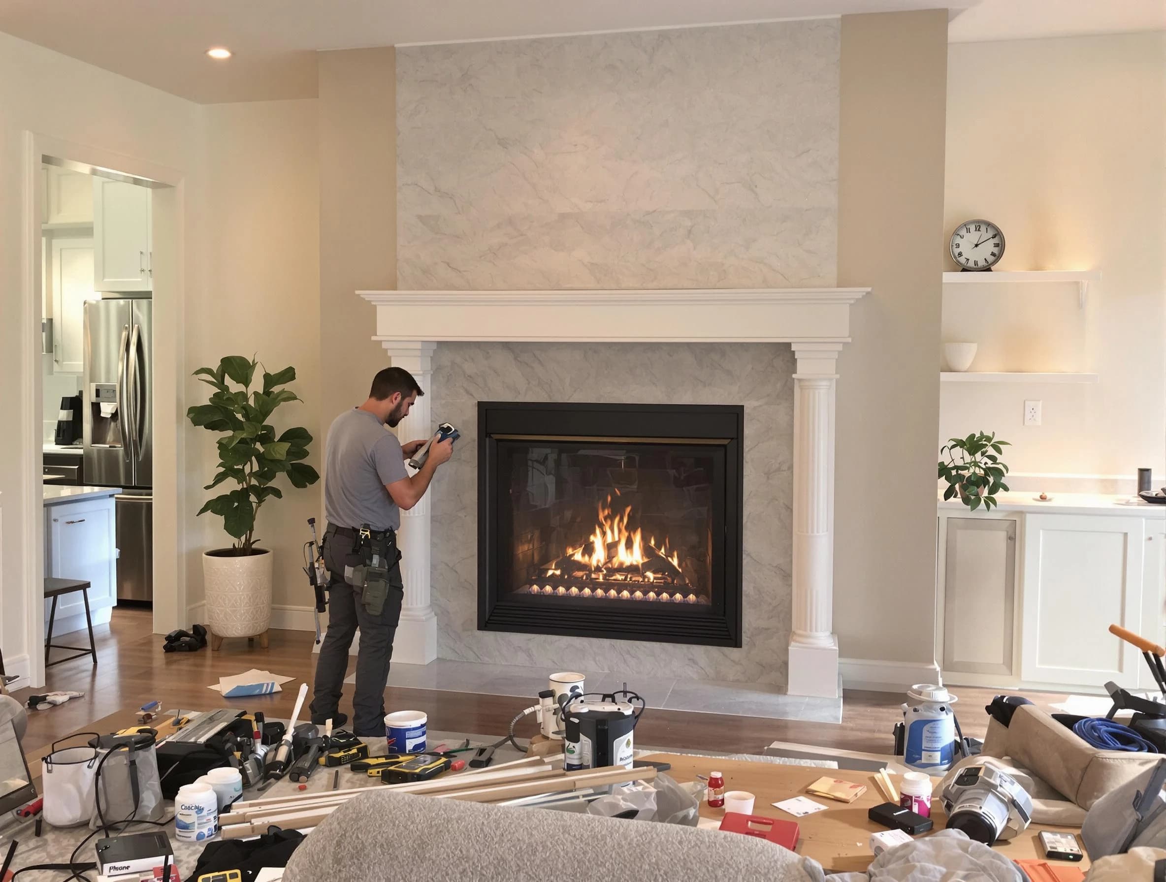 Newly installed fireplace by Williamsburg Chimney Sweep in Williamsburg, VA