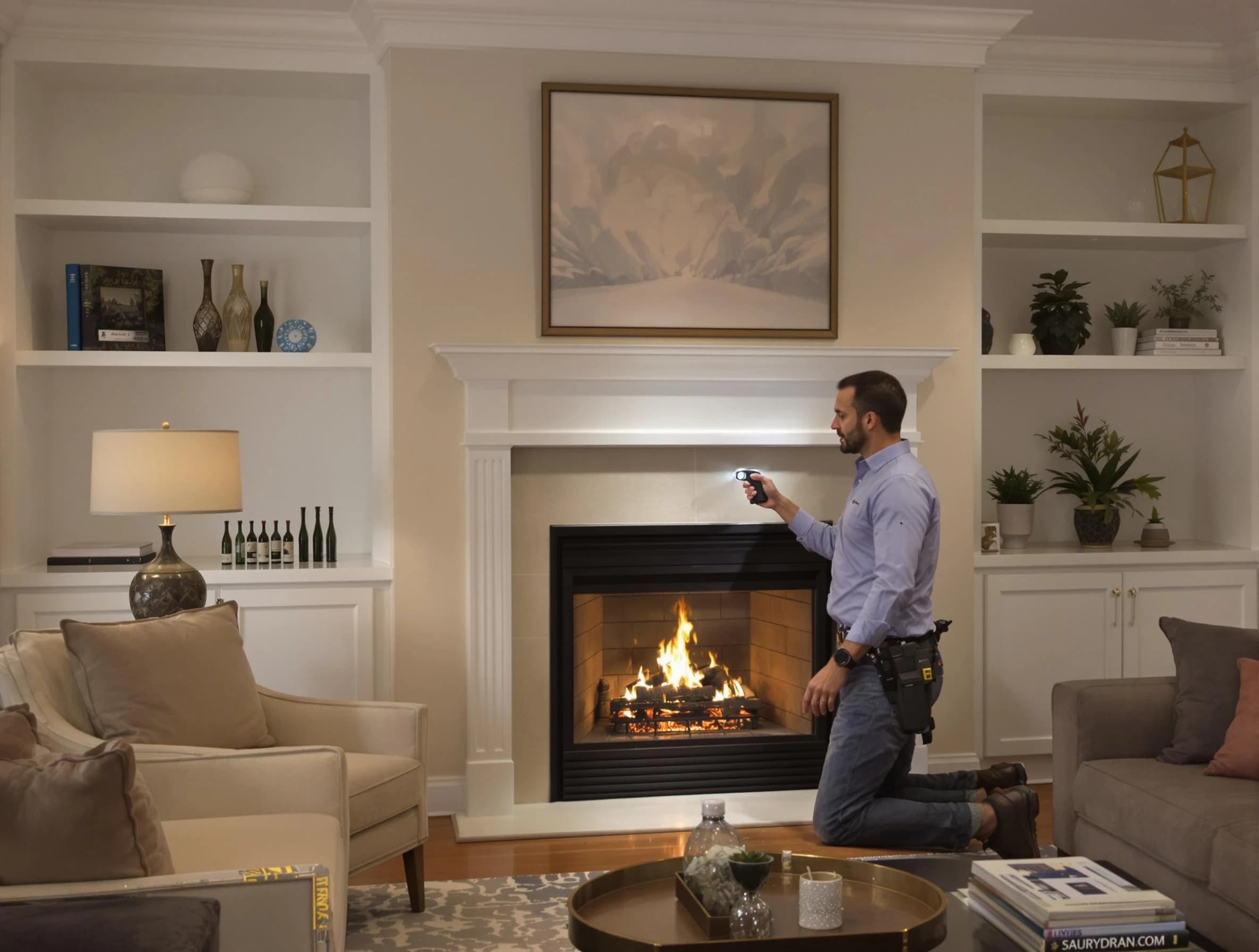 Williamsburg Chimney Sweep conducting a fireplace safety inspection in Williamsburg, VA