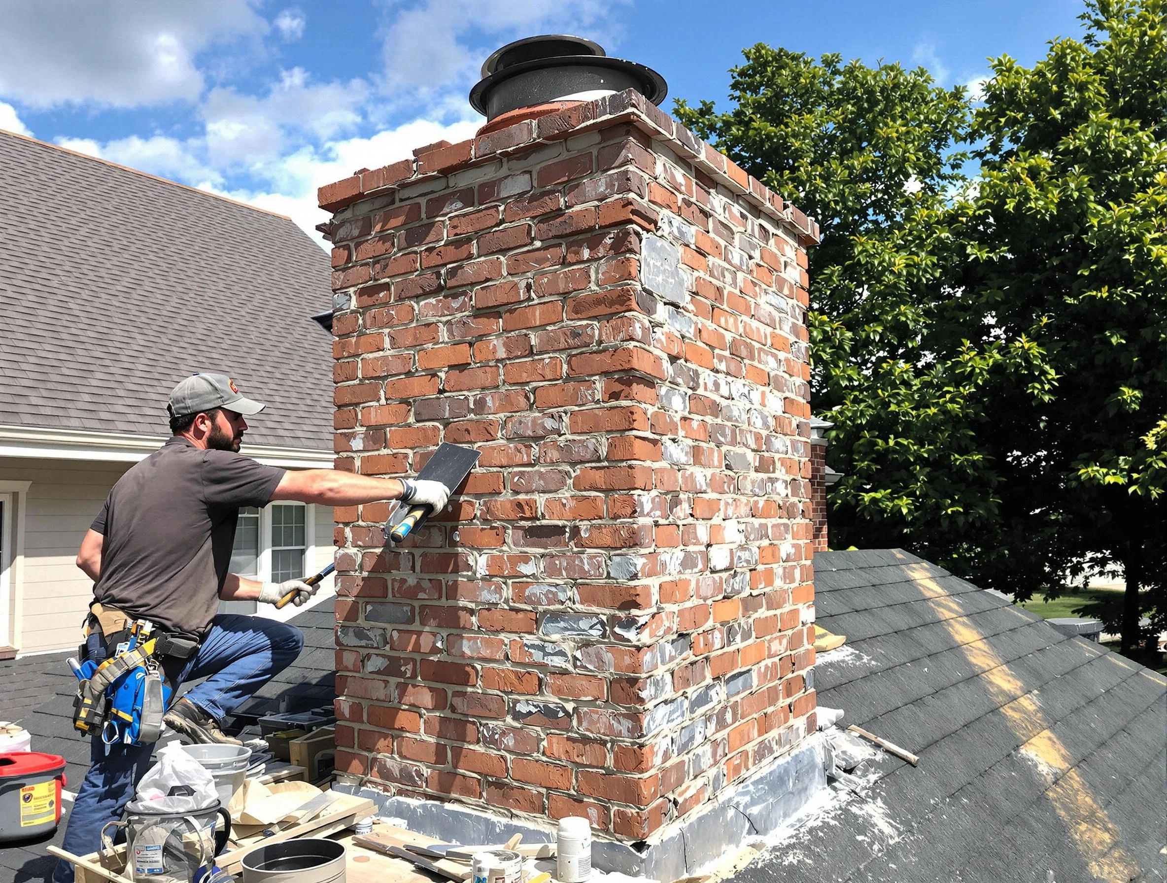 Completed chimney rebuild by Williamsburg Chimney Sweep in Williamsburg, VA