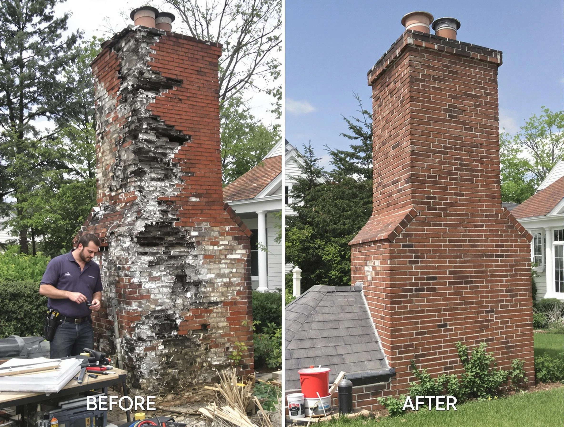 Williamsburg Chimney Sweep performing a full chimney restoration in Williamsburg, VA