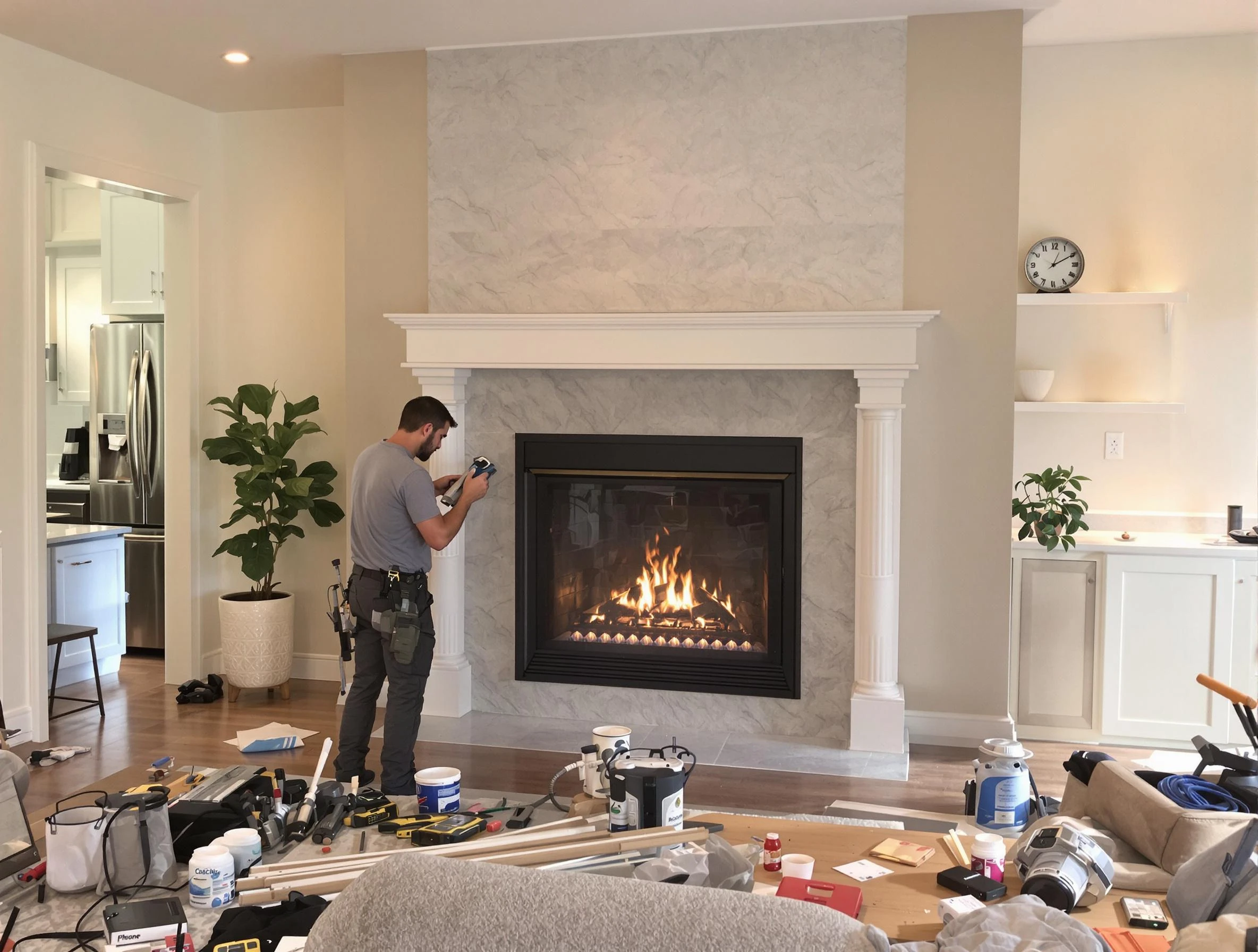 Newly installed fireplace by Williamsburg Chimney Sweep in Williamsburg, VA