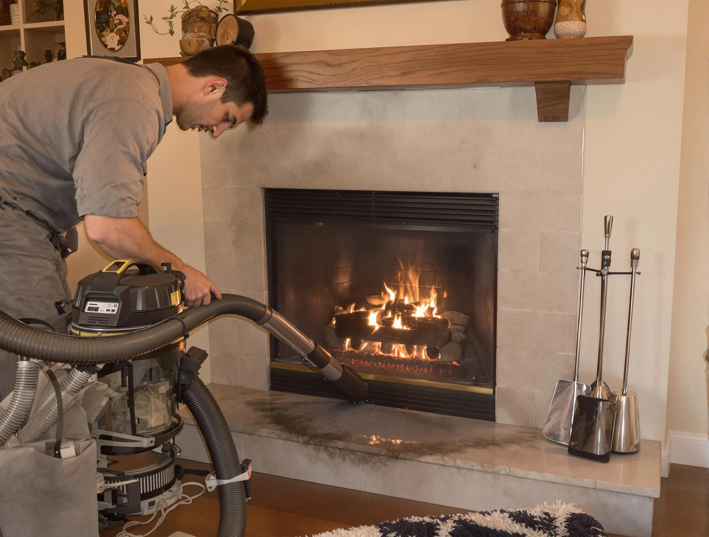 Routine fireplace upkeep by Williamsburg Chimney Sweep in Williamsburg, VA